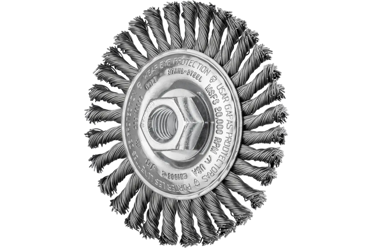 Picture of Pferd Stringer Bead Wheel Brush 4" Dia .020 Carbon Steel 5/8-11" Thread